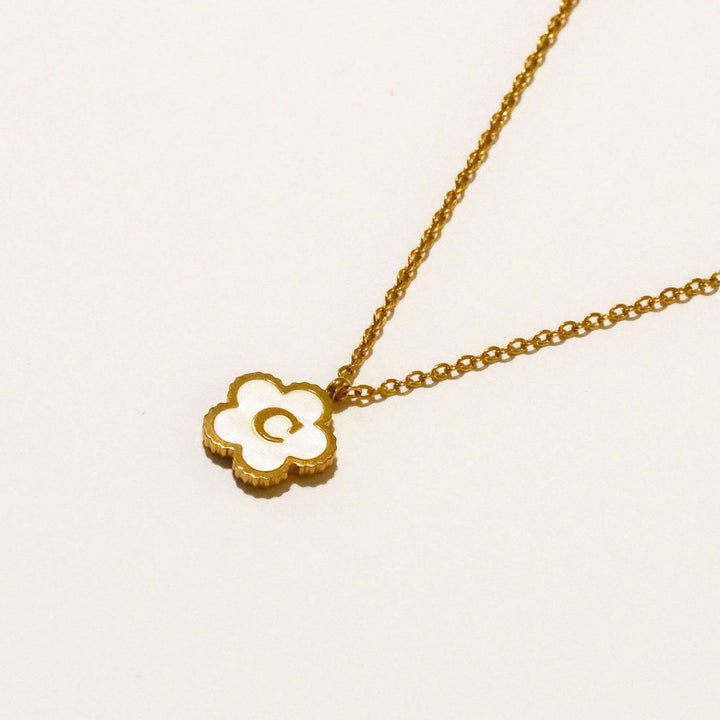 Personalised Five Leaf Clover Initial Necklace