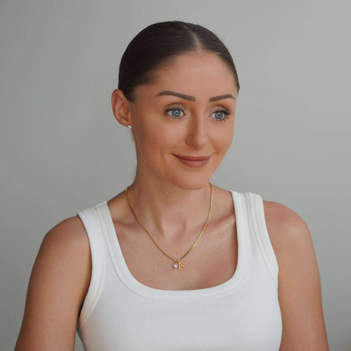 Personalised Kaia Birthstone Initial Necklace