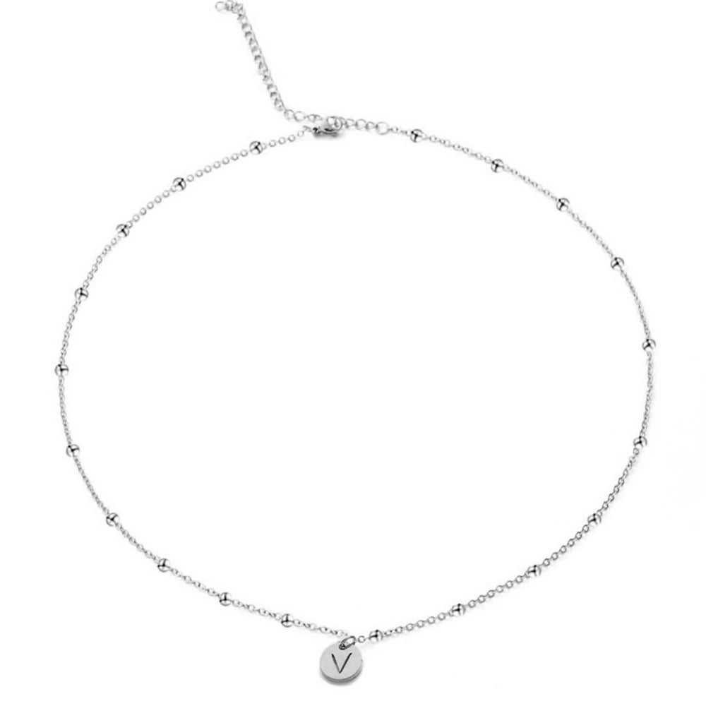 Personalized Lunar Initial Disc Necklace