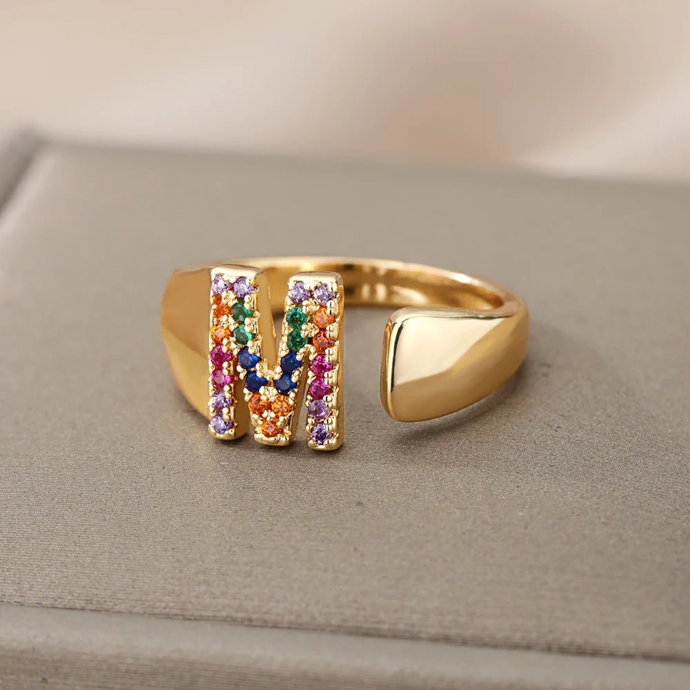 Personalised Chunky Rainbow Initial Ring