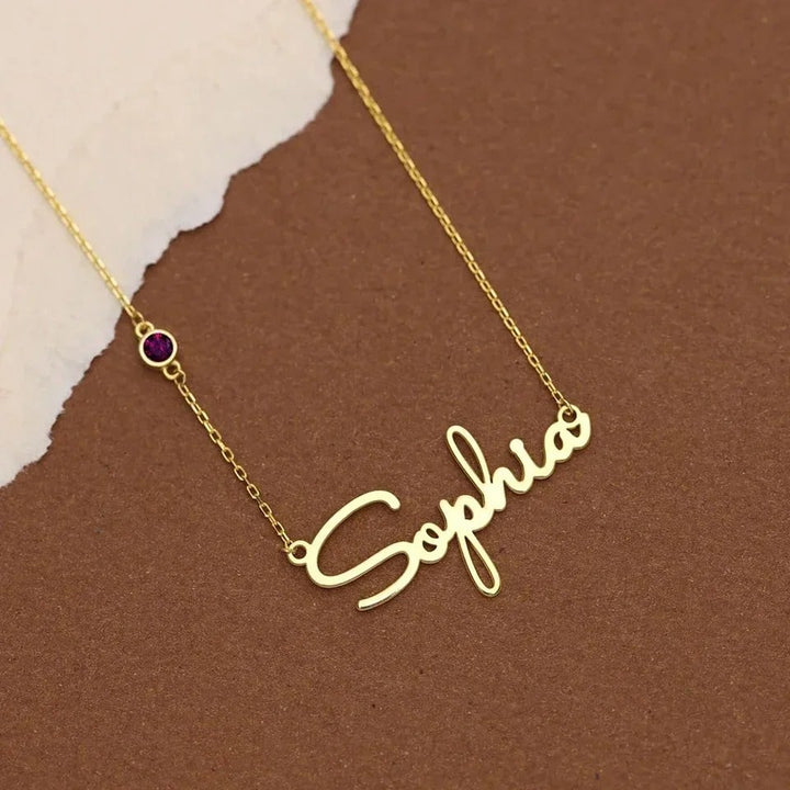 Personalised Gemma Birthstone Name Necklace